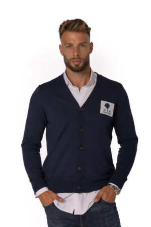 Tulip Cardigan Bold Logo Single Navy