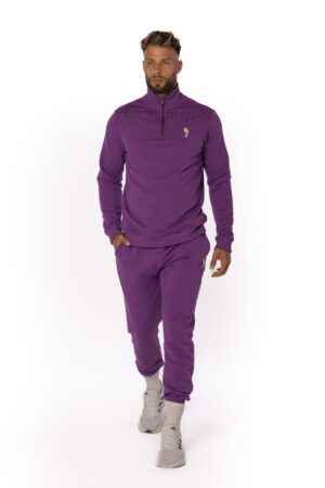 Plush Sweatpants Subtle Logo Royal Purple