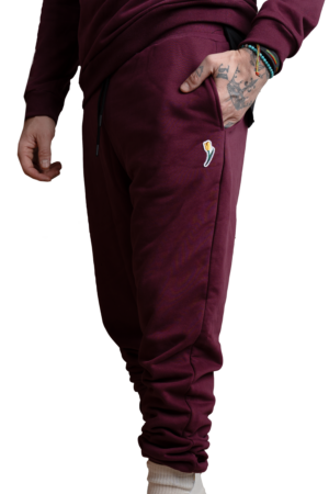 Plush Sweatpants Subtle Logo Rich Burgundy